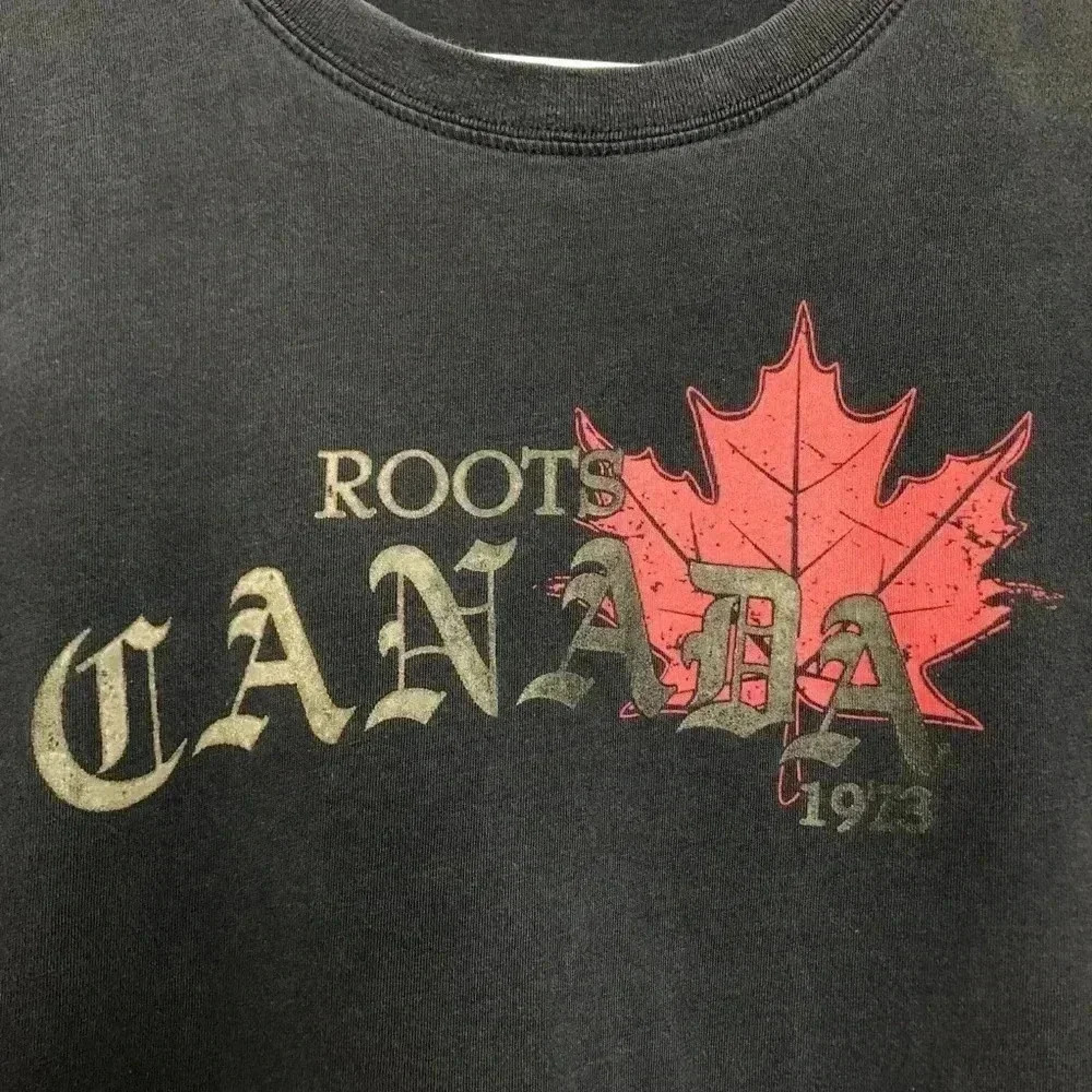 Roots T-Shirt Blue With  Maple Leaf Size Large - Picture 4 of 16